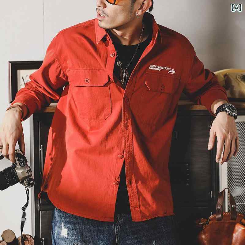 メンズ 春秋 長袖シャツ トップス 羽織 レイヤード アメリカン レトロ おしゃれ カジュアル 合せやい ワーク レジャー アウトドア デイリー 旅行