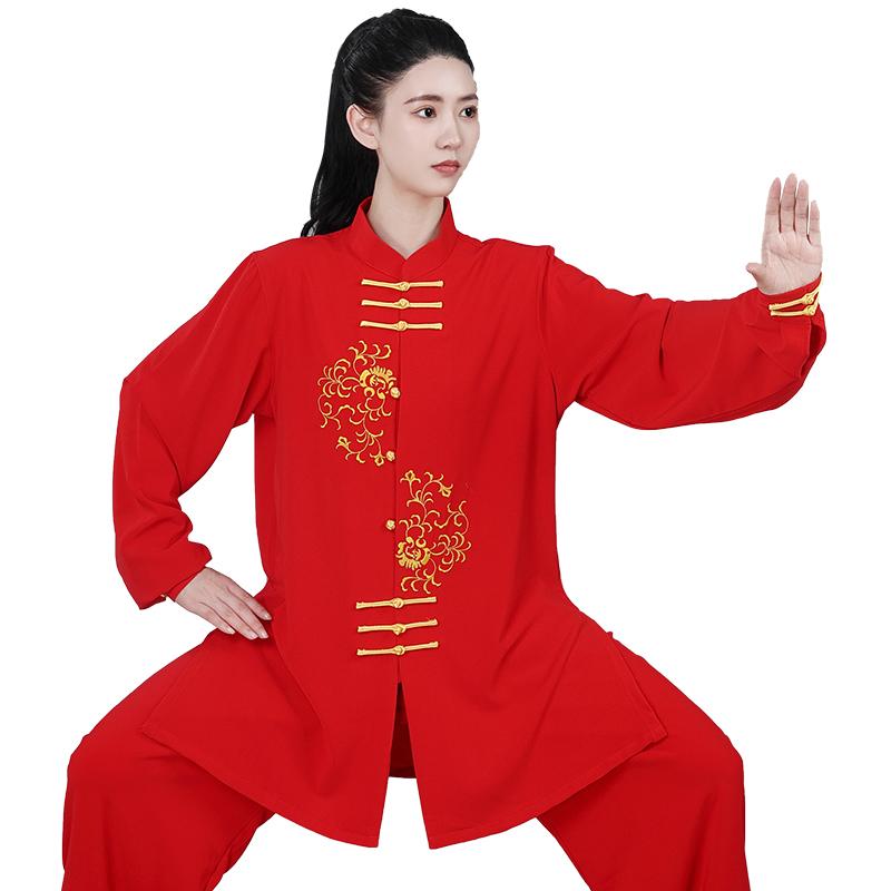 カンフー服 太極拳 体操 スポーツウェア トレーニングウェア コットン 中国 練習 競技 パフォーマンス エレガント メンズ レディース