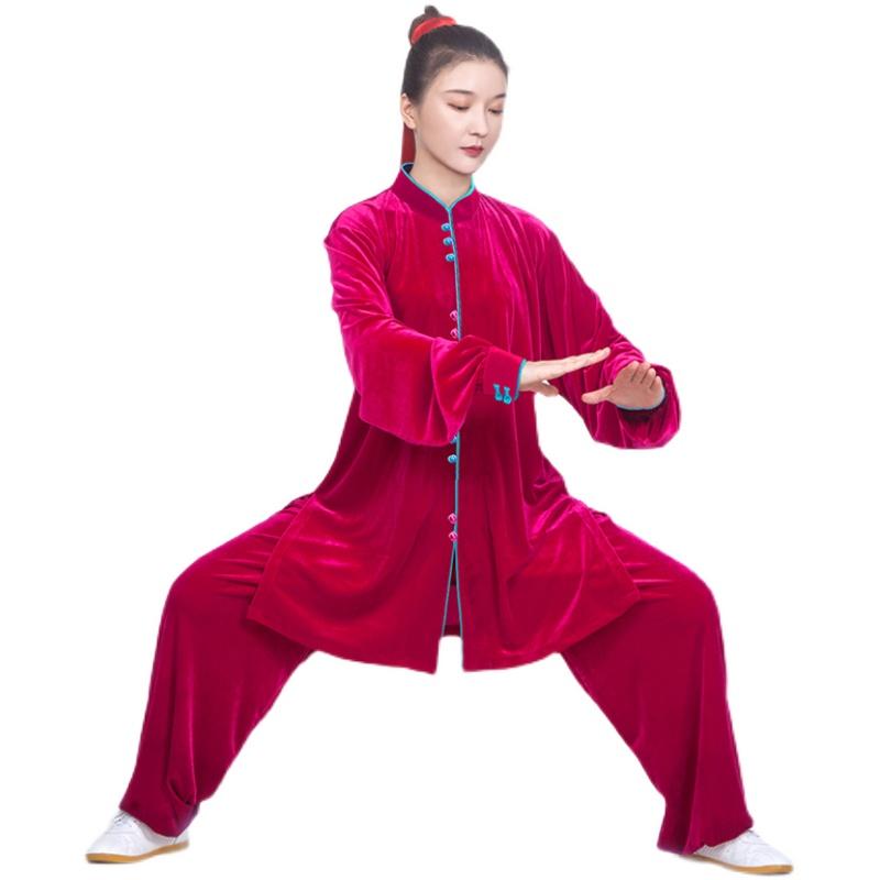 カンフー服 太極拳ウェア 武術着 体操 スポーツ トレーニングウェア 起毛 暖かい 中国 太極拳 練習 競技 パフォーマンス エレガント メンズ レディース
