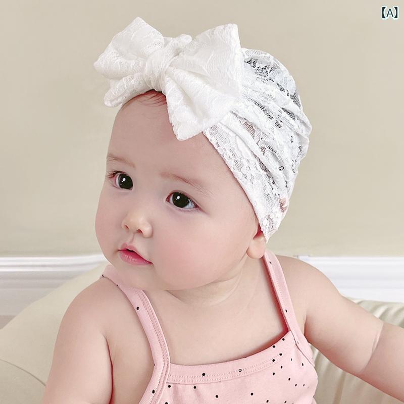 新生児 帽子 夏 薄手 レース 通気性 プリンセス リボン かわいい 女の子 通気性 赤ちゃん ハット 夏