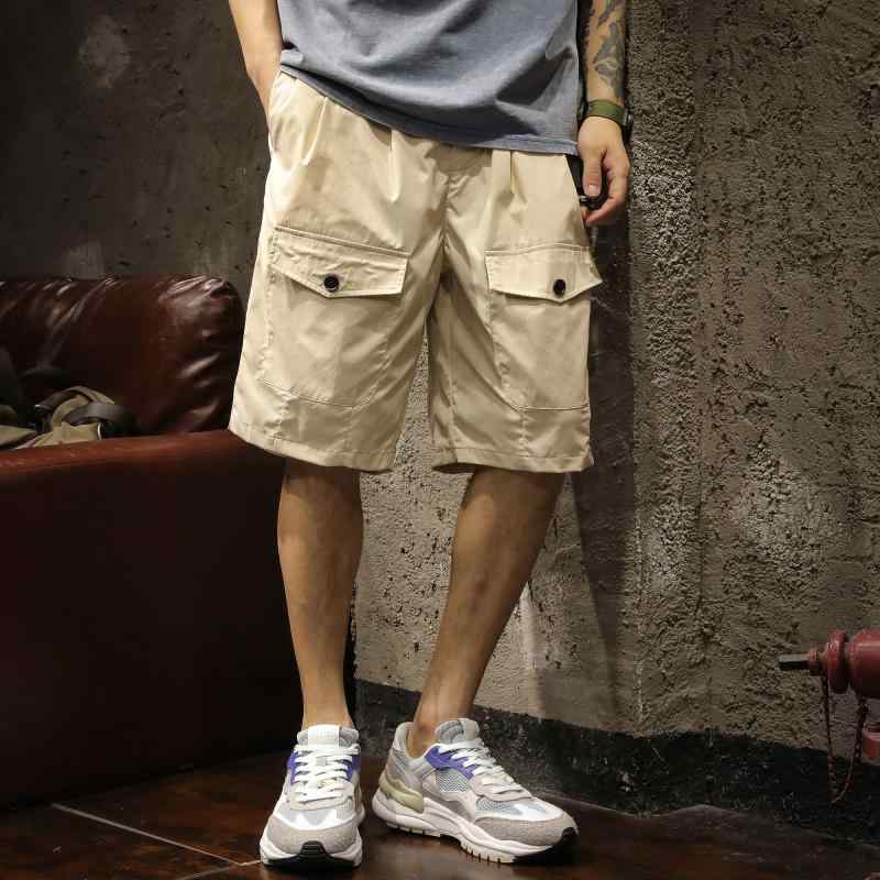 メンズ 厚地の外套 櫂 大きめ大きさ マルチ 衣嚢 夏 薄っぺら ゆったり 心地好い 好いたらしい  ズボン下 半ズボン 伸ばすこと性 流行り物 かっこいい