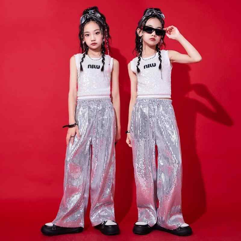 子供服 女の子 Tシャツ タンクトップ へそ出し パンツ 夏 コスチューム バンド ダンス ヒップホップ ストリート系 パフォーマンス 衣装 セットアップ クール かっこいい キッズ