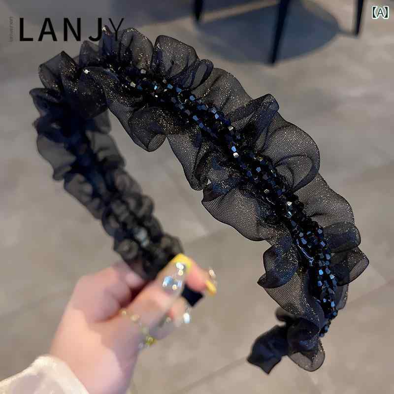 カチューシャ 髪留め レディース 大人 ヘアアクセサリー ヘッドバンド 韓国 レトロ エレガント メッシュ ライト 豪華感 シンプル ファッション レディース