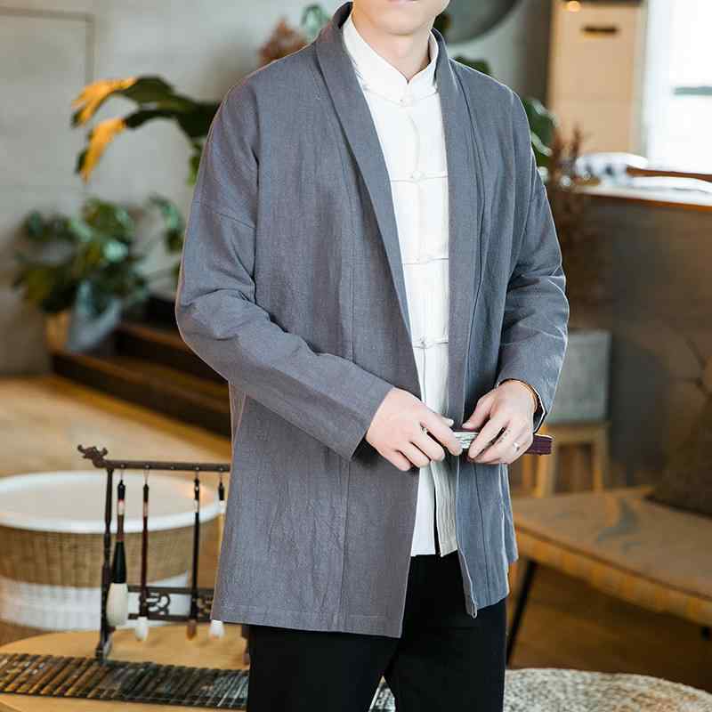 上衣 メンズ 中国 唐 背広 漢服 中華風 成人男性服 藤四郎 綿麻 マント レトロ 思い入れる 服 道教 衣装 リネン 化粧着