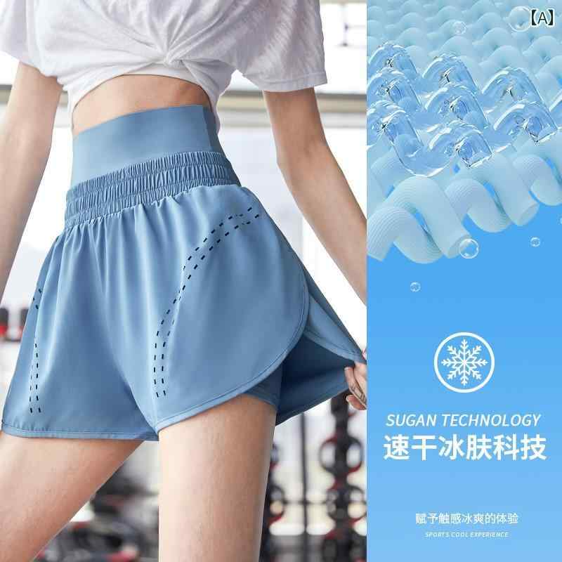 レディース 韓国 スポーツ ショーツ 夏 薄手 スリム ハイウエスト ミドル パンツ カジュアル ワイドレッグ パンツ スリーポイント パンツ