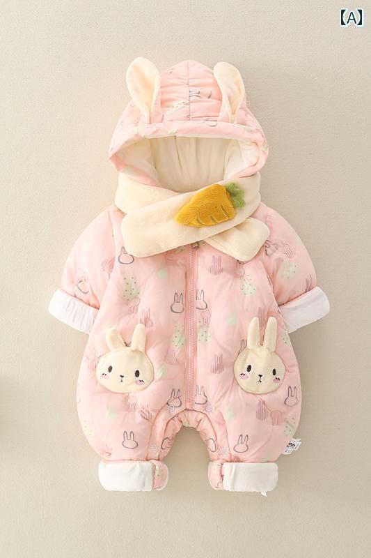 カバーオール ベビー服 長袖 ジャンプ スーツ 冬用 女児 赤ちゃん用 綿入り 衣類 男の子 幼児用 綿入り スウェットシャツ 冬用 厚手 フード付き クロール スーツ｜セキュアデポ 7,834円