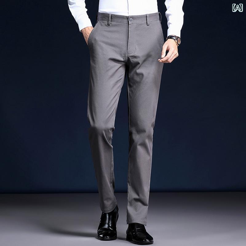 メンズ カジュアル パンツ 春秋 ビジネス スリム ストレート 韓国 ズボン 紳士服