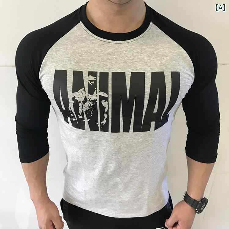 マッスル メンズ 筋肉質 フィットネススポーツ 半袖 マッチョ ボディービル レジャー トレーニング アメリカ 大きいサイズ ラグラン 三分袖 春夏