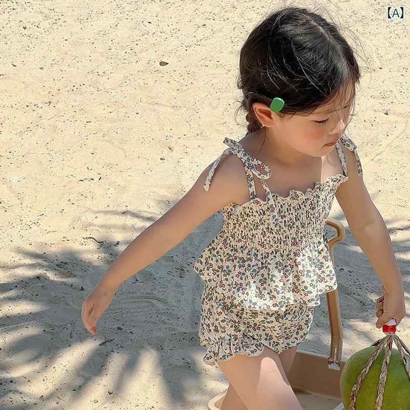 夏 カジュアル 水着 キッズ リゾート プール ビーチ 水泳 水遊び 子供用 スイムウェア 女の子 スタイル サスペンダー 分割 かわいい 韓国 花柄 休暇
