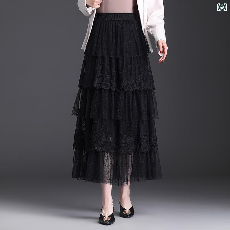 スカート フレアスカート ロングスカート 春秋 大きめサイズ カジュアル シンプル ビジネス 学校行事 ショッピング レディース