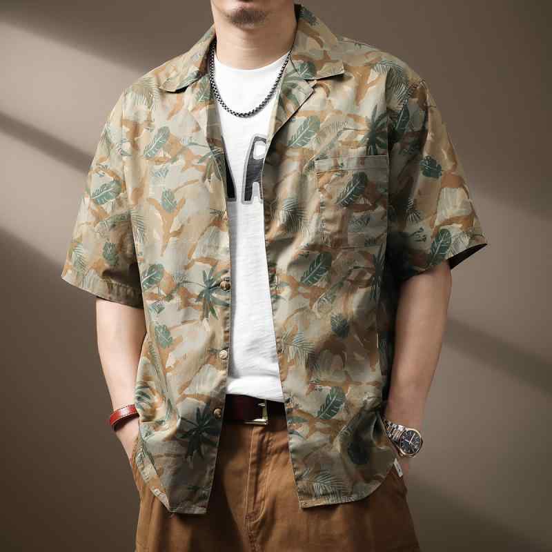 心地好い プルオーバー メンズ 流行り物 ゆったり アメリカン ハワイアン キューバ共和国ン 色合い 半袖 メンズ 夏 大きめ大いさ レトロ ひと休み トップス メンズファッション-トップス
