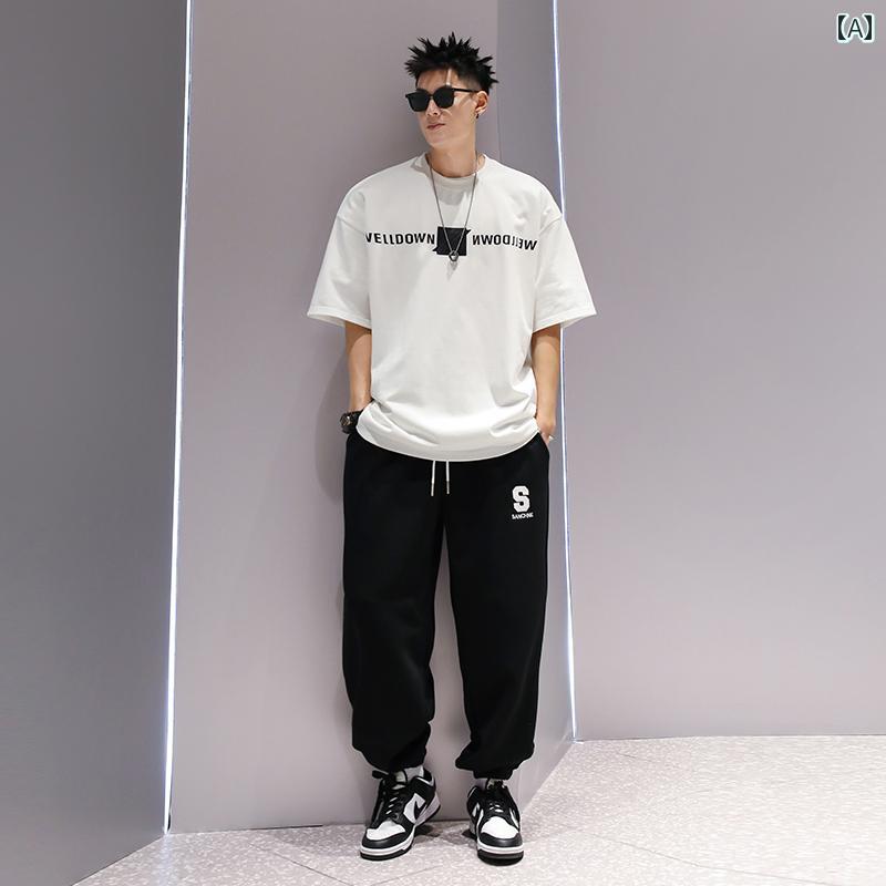 半袖 Tシャツ メンズ 夏 トップス 韓国 カジュアル オーバーサイズ ゆったり ストリート おしゃれ かっこいい 着やい 動きやい 快適 イベント フェス レジャー アウトドア ダンス 衣装 パフォーマンス