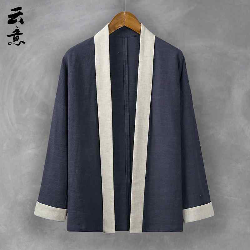 トップス 上衣 メンズ 秋 中華風 リネンジレー 漢服 馬鹿でかい大きさ 中国 唐 背広 綿 リネン レトロ 心地好い