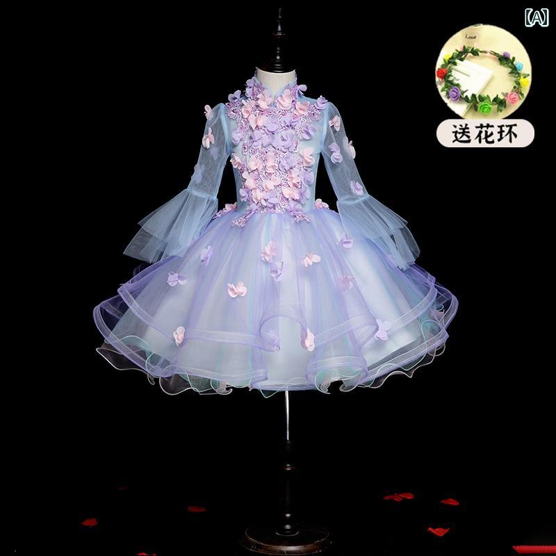 キッズ パーティードレス ジュニア ファッション 女の子 子供服 ガール 豪華感 かわいい プリンセス フラワーガール イベント 結婚式 誕生会 衣装 発表会
