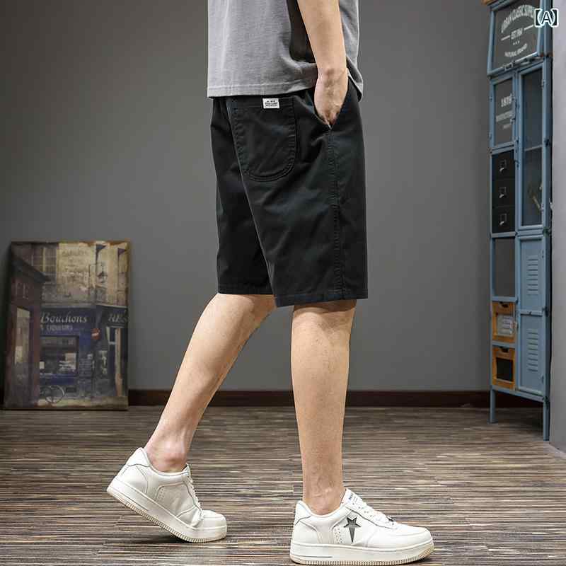 ハーフパンツ メンズ 夏 無地 カーゴ ショーツ ゆったり 柔らかい 薄手 ストレート レッグ ショート パンツ アメリカン 綿 スポーツ バスケ 五分丈