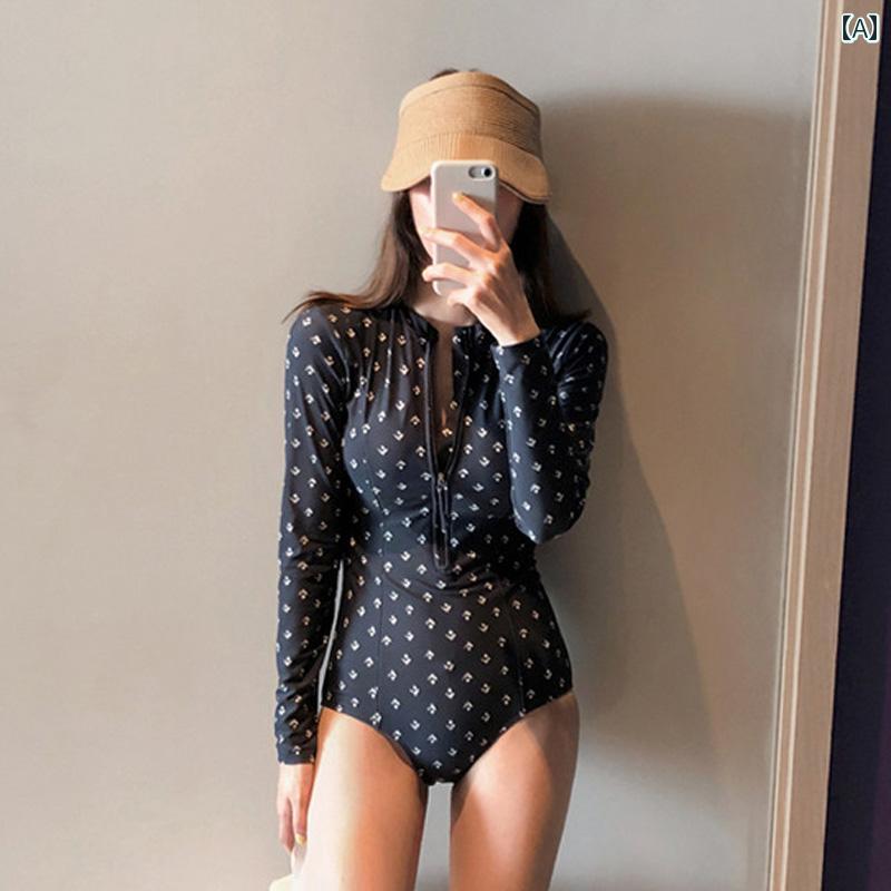 レディース 水着 ラッシュガード 女性用 スリム 見せ お腹 カバー 保守的 ワンピース 長袖 日焼け防止 ダイビング スーツ スポーツ