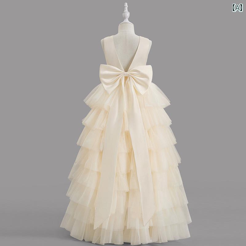 フラワーガール ドレス 子供服 キッズ 女の子 豪華感 かわいい 華やか フリル プリンセス イベント 結婚式 パーティー 衣装 発表会 バースデー