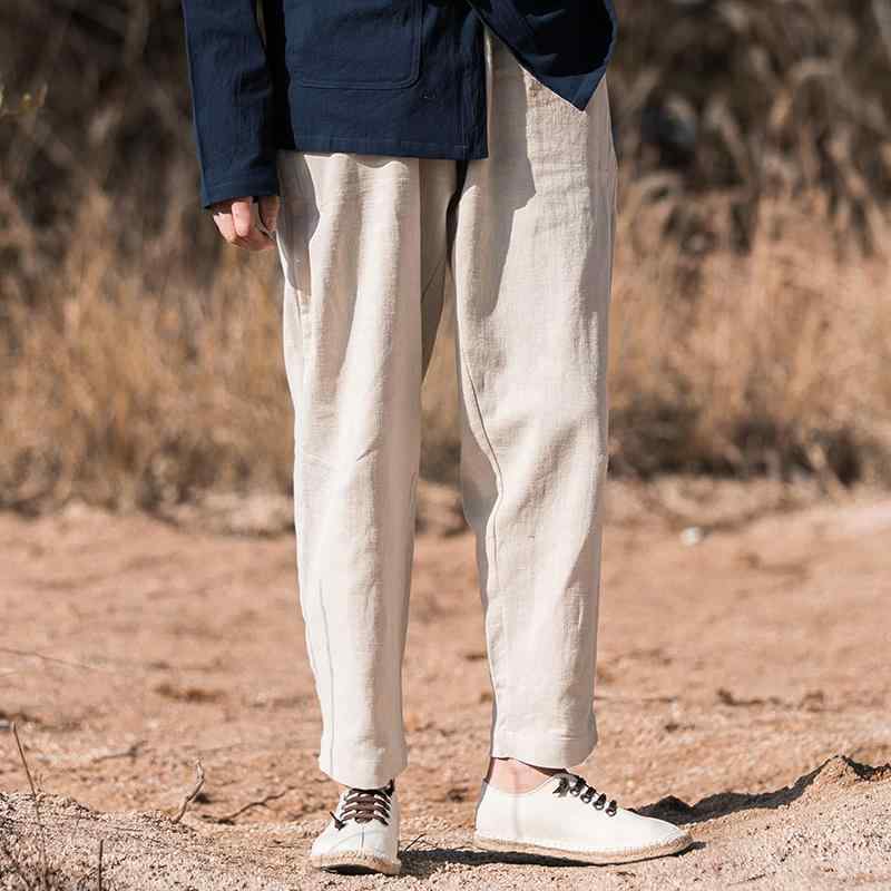 パンツ メンズ ズボン ゆったり カジュアル 快適 中華風 リネン ソリッドカラー レトロ コットンリネン ストレート