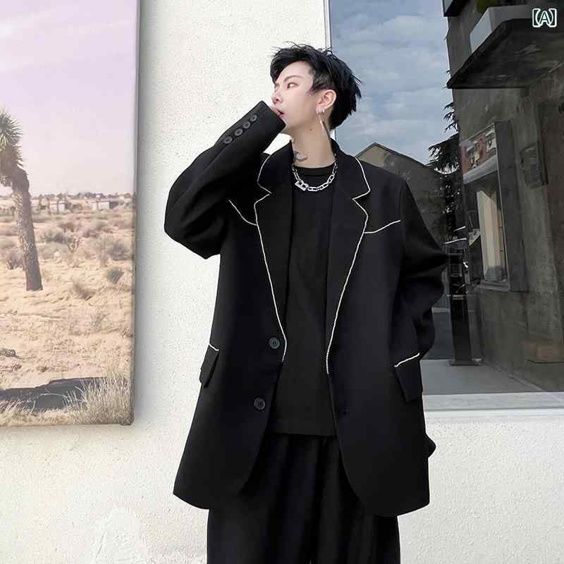 メンズ ファッション おしゃれ 韓国 ハイエンド ジッパー 異色 エッジ スーツ ジャケット スタイル