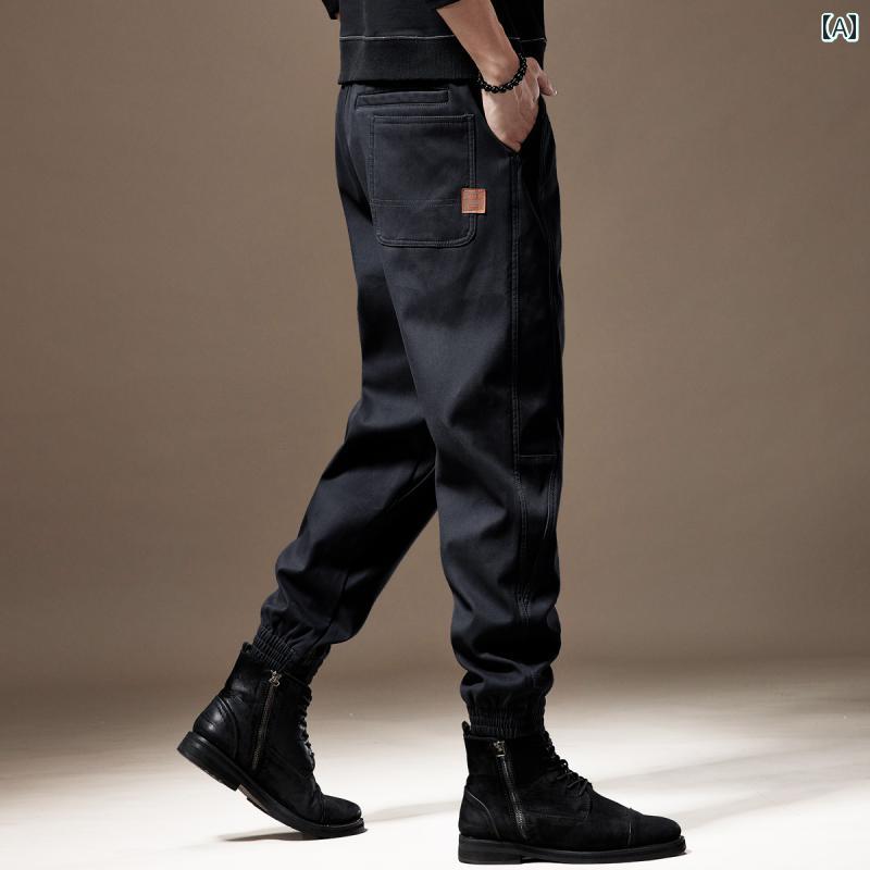 パンツ カジュアルパンツ ストレートパンツ 大きめサイズ ゆったり 秋冬 裏起毛 ベーシック シンプル 通学 レジャー デイリー メンズ