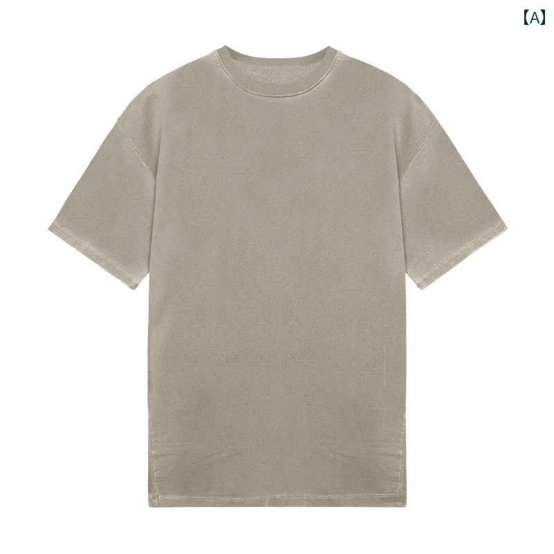 マッスル Tシャツ アメリカ ウォッシュ コットン オフショルダー 大きいサイズ スポーツ メンズ 筋肉 フィットネスバスケットボール ラウンドネック 半袖