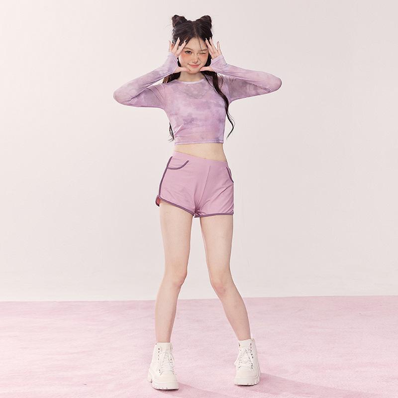 水泳着 愛くるしげ レディース 体型押しかぶせる Ｔシャツ 4点仕掛ける 酉の方角押しかぶせる 着痩せ スポーティー 長袖 日焼押しとどめる 海水浴場旅する 胸パッド 鉄条し ラウンドのど首