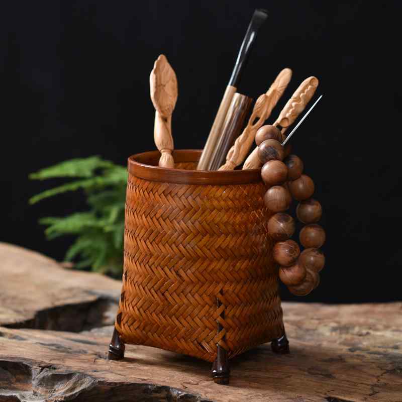 ペンケース 茶道具 収納 ボックス バスケット トレイ 食器入れ 竹籠 雑貨 小物 装飾品 配膳品 アンティーク 道具 レトロ