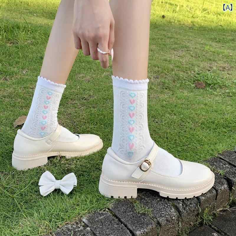 レトロ ロリータ レディース シューズ ガーリー 夏 ワンタッチ バックル りぼん かわいい オフホワイト ブラック ローヒール