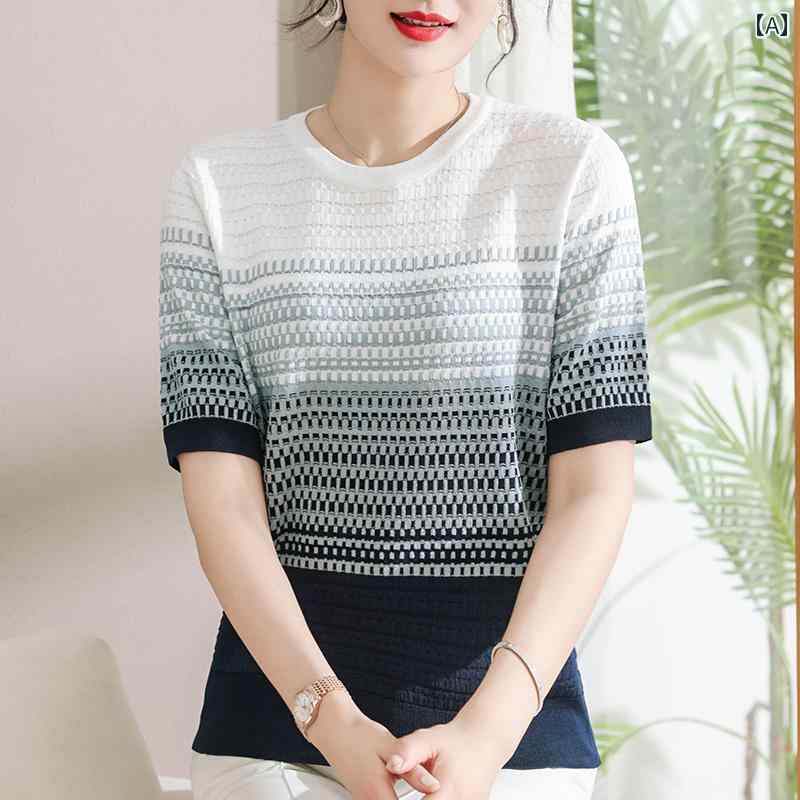 半袖Tシャツ トップス 夏服 レディース プルオーバー ラウンドネック おしゃれ かわいい エレガント シンプル 普段使い ゆったり 薄手 通気性 清涼感 涼しい 快適 ストレッチ性