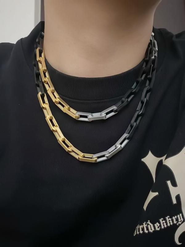 ネックレス HIPHOP ジュエリー ユニセックス 黒 白 ゴールド 3 継ぎ合わせ チタン鋼 メンズ レディース ファッション ウェア ヒップホップ アクセサリー