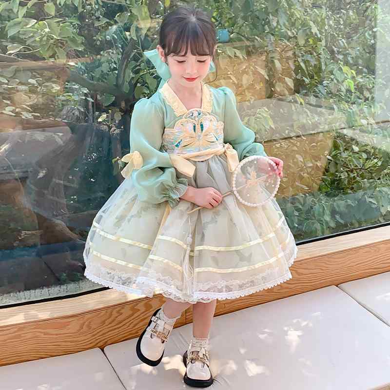 女の子 春秋 キッズ お姫様ドレス プリンセス セレモニー バースデードレス 豪華 韓服 ロリータ 子供 チャイナ風 レトロ 衣装 スーパー フェアリードレス｜セキュアデポ