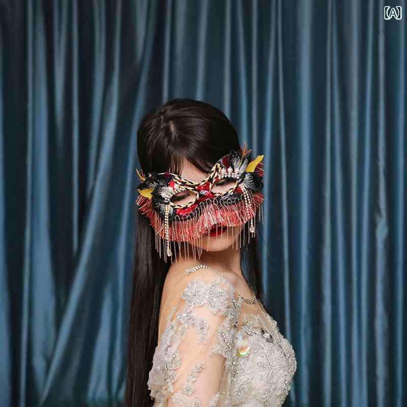 タッセル ベネチアンマスク 仮面 舞踏会 アイマスク ハロウィンパーティー 誇張 ユニーク ステージ マスク 歌手 美 少女 宮殿 ヴェネツィア 4,816円