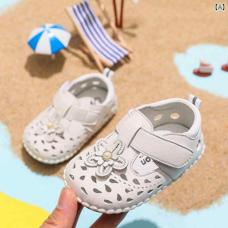 サンダル ベビー キッズ シューズ レザー 夏 夏 女の子 滑りにくい 幼児 通気性 プリンセス ソフトソール フラワー 軽量 靴