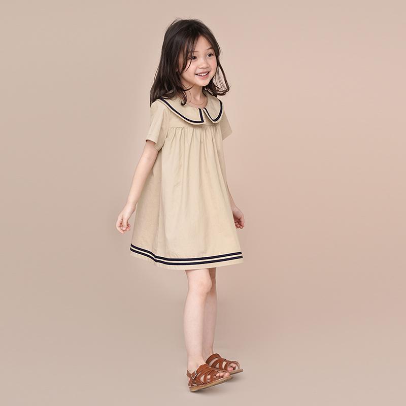 ドレス スカート ワンピース キッズ かわいい ナチュラル 子供服 夏 親子 女児 赤ちゃん ネイビー 綿 半袖