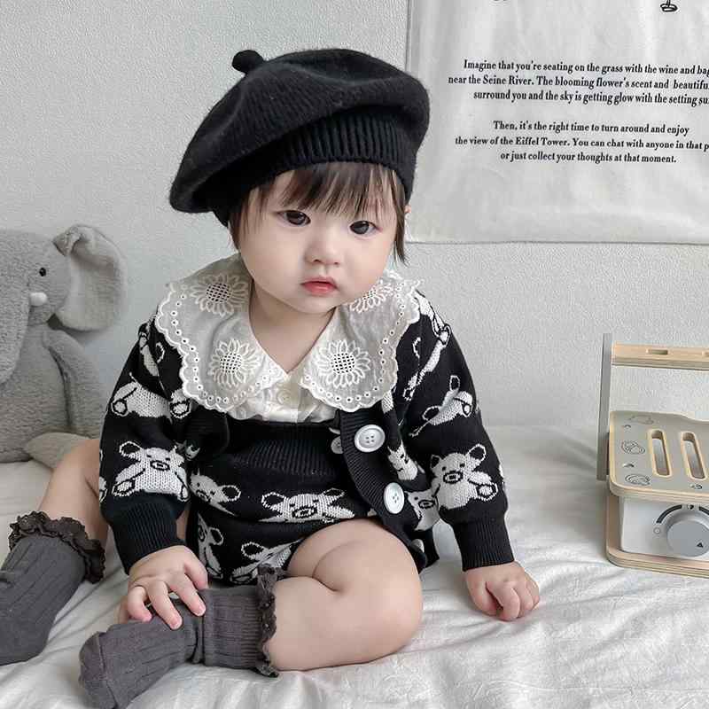 ベビー服 ニット カーディガン オーバーオール セットアップ ユニセックス 秋冬 かわいい キュート ギフト 子供服