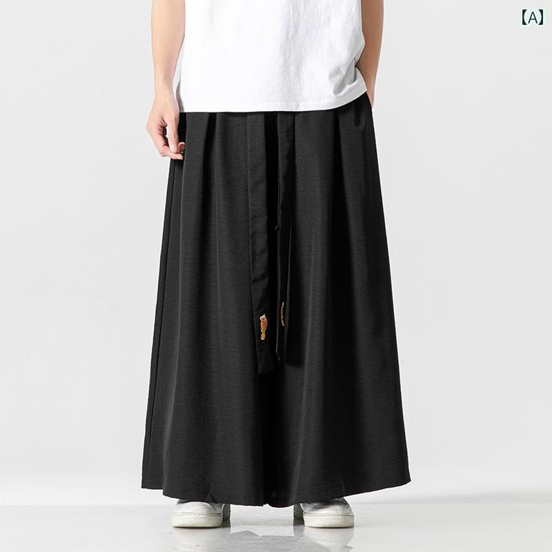 メンズ レディース チャイナテイスト ワイドパンツ 中国 服 ファッション カジュアル 普段着 レトロ ゆったり メンズ 大きめサイズ 夏