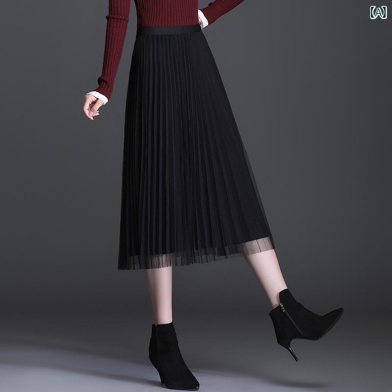 レディース スカート プリーツスカート ウール 秋冬 カジュアル シンプル スリム見え デイリー ビジネス 学校行事 ショッピング 快適コーデ