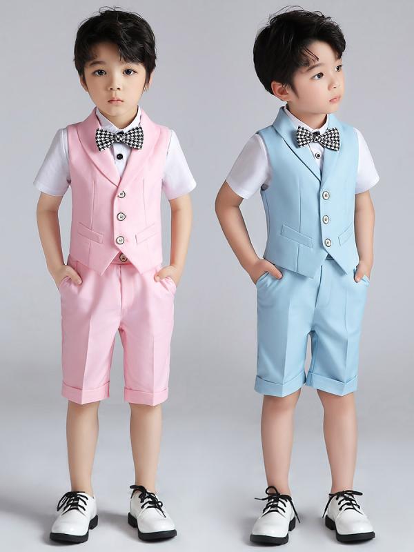 フォーマル スーツ 子供服 キッズ スーツ パンツ シャツ ベスト 蝶ネクタイ 男の子 写真撮影 発表会 結婚式 コーラス パフォーマンス 衣装 セット