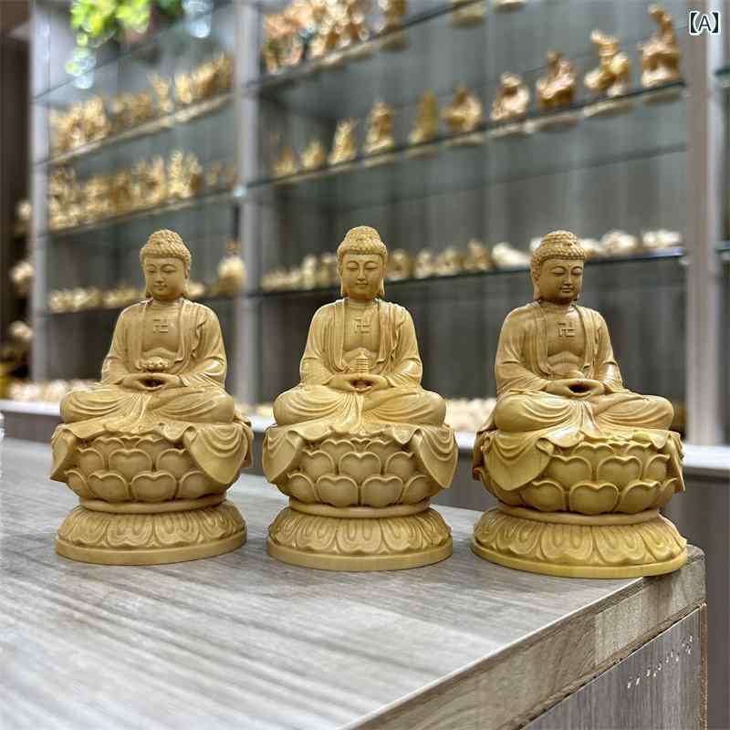 阿弥陀如来 置物 木 仏具 神具 インテリア ディスプレイ レトロ 小物 アート 家庭 縁起物 彫刻 菩薩 仏像 仏陀 チャイナ風 6×6×10cm