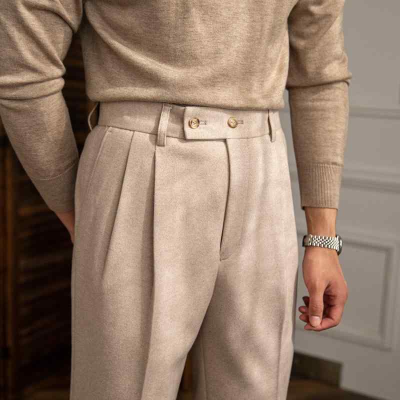 スラックス スーツパンツ ビジネス オフィス 通勤 メンズ 厚手 秋冬 暖かい 快適ズボン ミドルハイウエスト ロングパンツ 都会 しわ防止 カジュアル 英国 メンズ 紳士服 シンプル