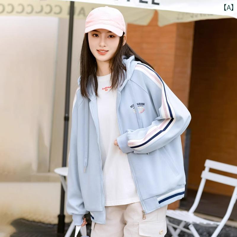 女の子 ジャンバー ショートジャケット スプリングコート カレッジ フード 春秋 ゆったり カジュアル スポーツ アウトドア 休日 中学 高校 学生 JK レディース