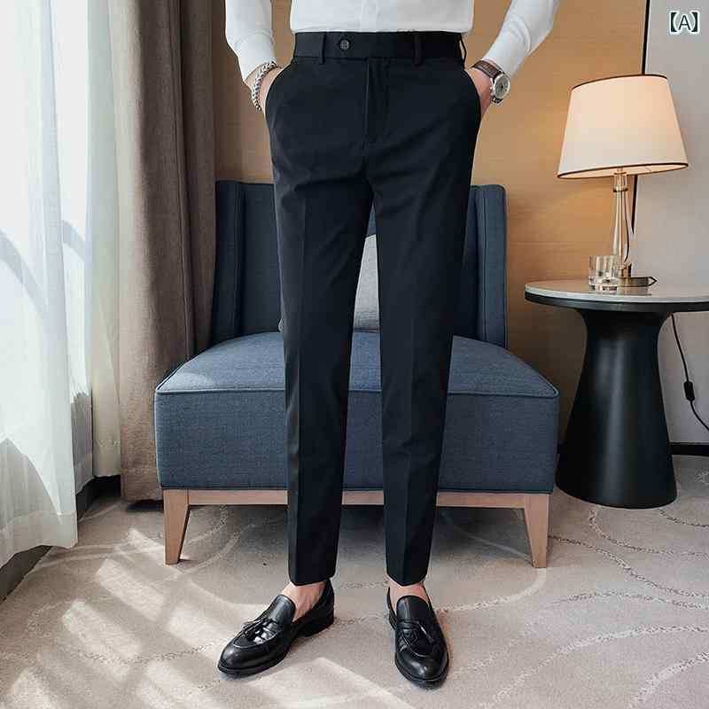 スーツパンツ スラックス メンズ カジュアル パンツ 春秋 ビジネス 通勤 スリムフィット 厚手 冬 ロング テーパード しわ防止｜セキュアデポ