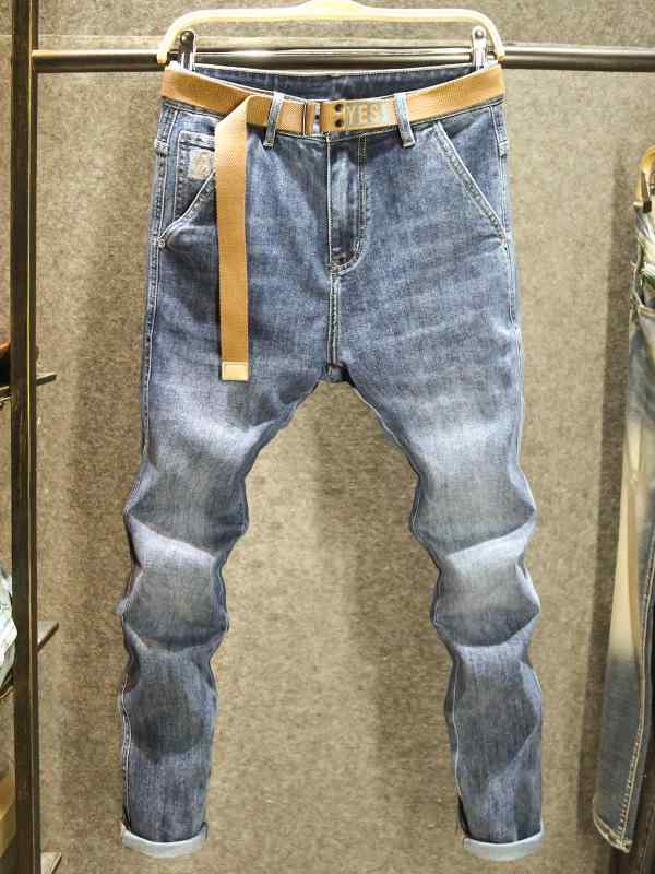 メンズ コットン ストレッチ デニム おしゃれ着 Gパン カジュアル 春 ジーンズ シンプル スリム フット ストレッチ パンツ ポケットパンツ