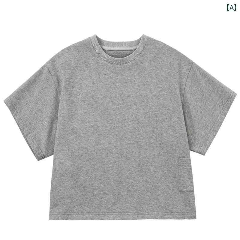 Tシャツ キッズ おしゃれ ナチュラル 子供服 夏 花柄 グレー 通気性 二重 糸 コーマ 綿 カジュアル 親子 スタイル ニット 半袖