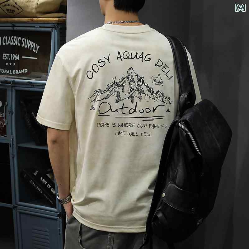 Tシャツ アメカジ 半袖 夏 ゆったり 大きめサイズ ベーシック シンプル プリント カジュアル ホームウェア トップス メンズ ファッション デイリー