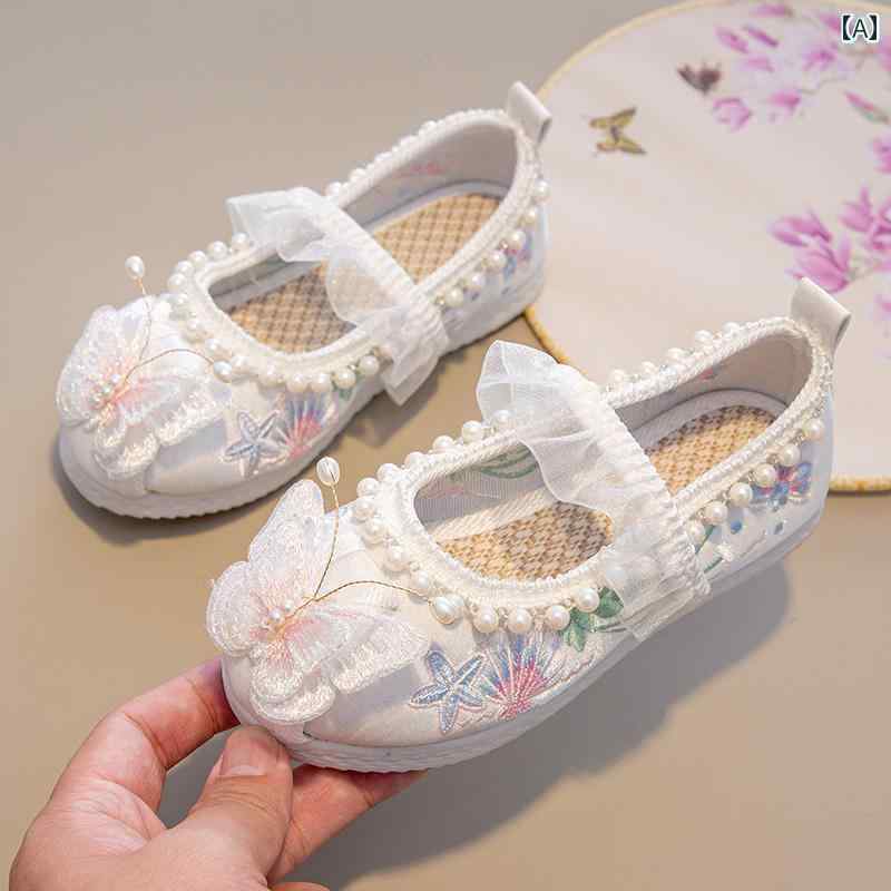 シューズ 靴 子供靴 かわいい メリージェーン 歩きやすい キッズ 漢服 女の子 刺繍入り 衣装 古風 子供 布靴 チャイニーズスタイル 持つ 中華風 小さい プリンセス