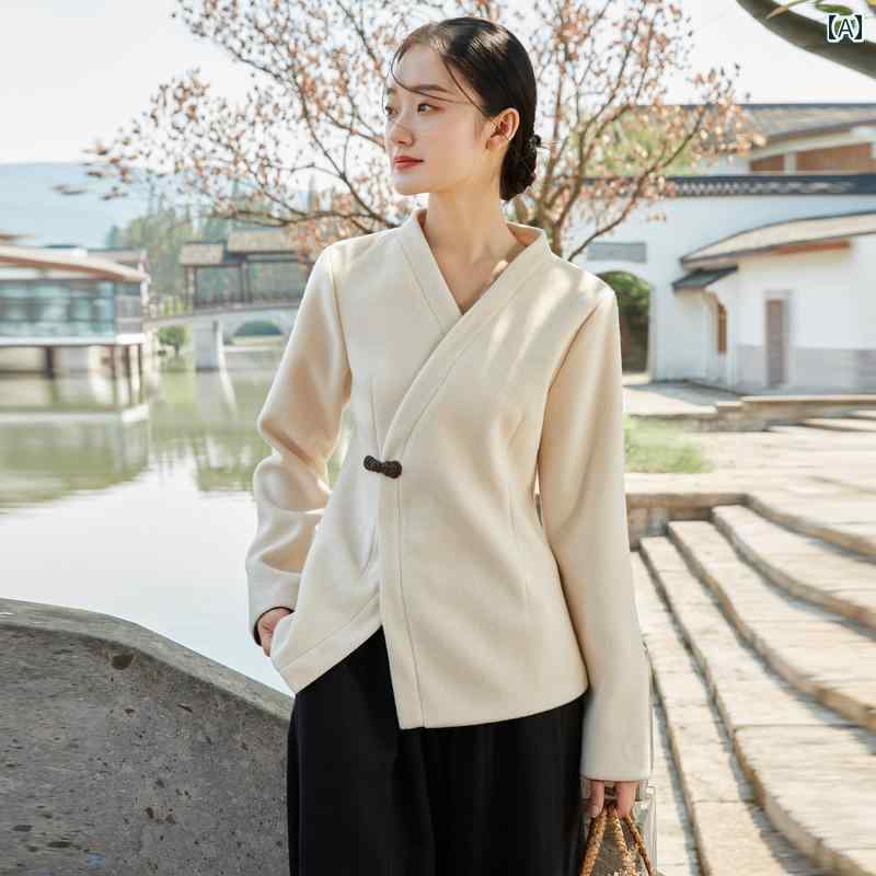 エスニック トップス レディース 茶芸師服 冬服 豪華感 茶師服 バックル 瞑想服 漢服 唐服 レディース チャイナ風 秋冬|セキュアデポ