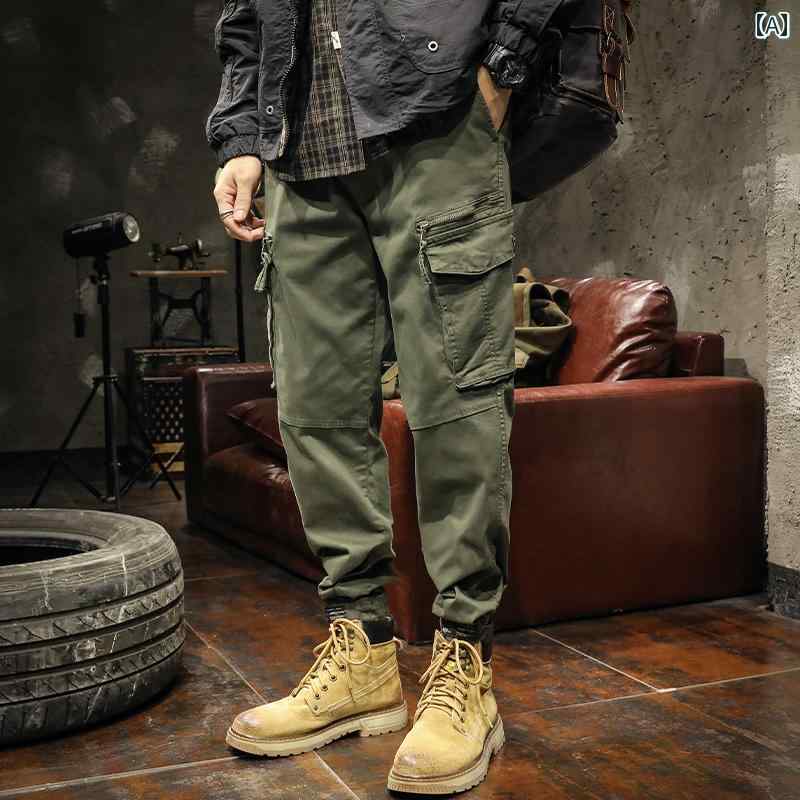 メンズ カーゴ パンツ 紳士服 メンズ パンツ ボトムス カジュアル 大きめサイズ レトロ 秋 ブラック カーキ マウンテン
