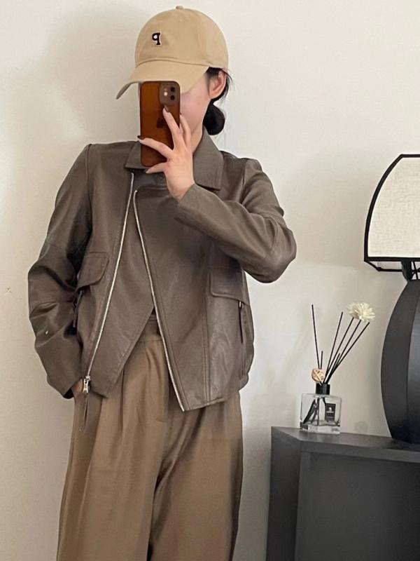 ジャケット レディース 秋 カジュアル 長袖 アウター かっこいい レザー スーツ カラー ショート ウエスタン PU レザー