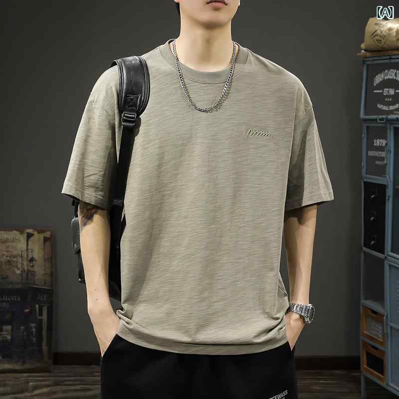 Tシャツ アメカジ 半袖 夏 ゆったり 大きめサイズ ベーシック シンプル カジュアル ホームウェア トップス メンズ ファッション デイリー